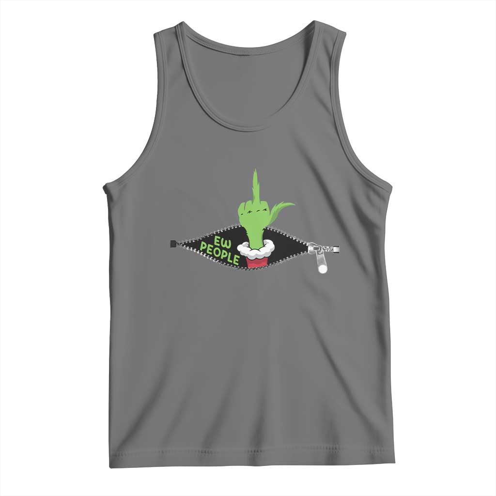 Funny Elf Hand Christmas Tank Top Ew People Anti Socaial Xmas TS14 Black Heather Print Your Wear