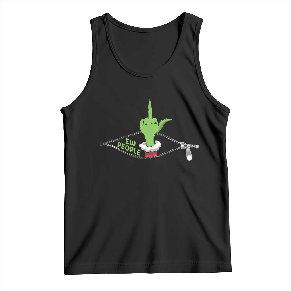 Funny Elf Hand Christmas Tank Top Ew People Anti Socaial Xmas TS14 Black Print Your Wear