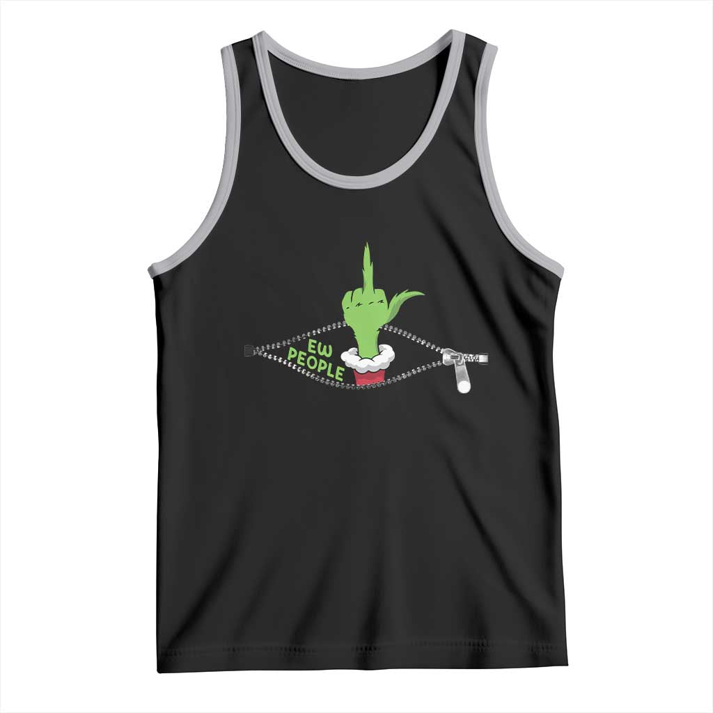Funny Elf Hand Christmas Tank Top Ew People Anti Socaial Xmas TS14 Black Athletic Heather Print Your Wear