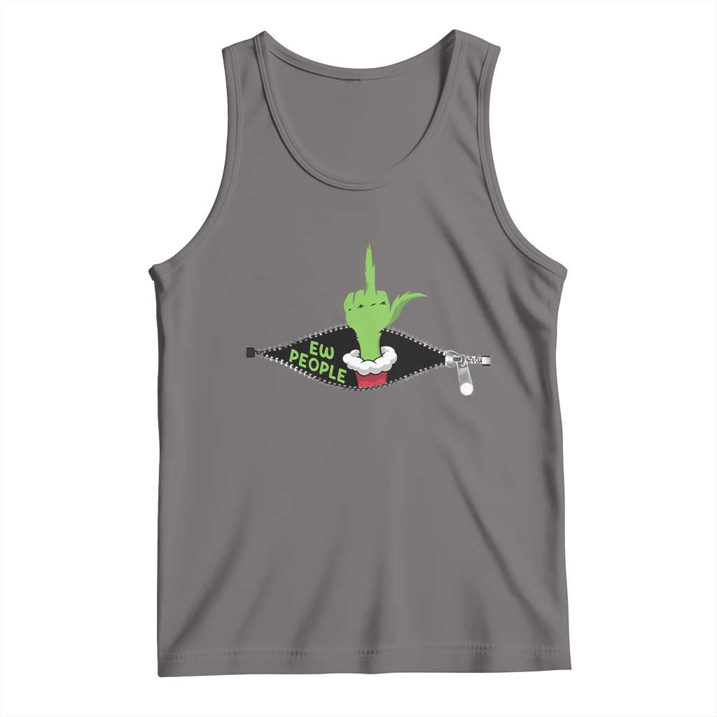 Funny Elf Hand Christmas Tank Top Ew People Anti Socaial Xmas TS14 Deep Heather Print Your Wear