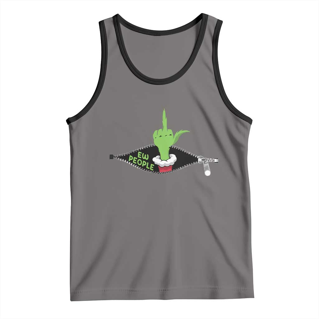 Funny Elf Hand Christmas Tank Top Ew People Anti Socaial Xmas TS14 Deep Heather Black Print Your Wear