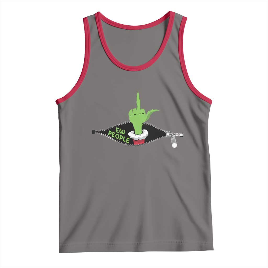 Funny Elf Hand Christmas Tank Top Ew People Anti Socaial Xmas TS14 Deep Heather Red Print Your Wear