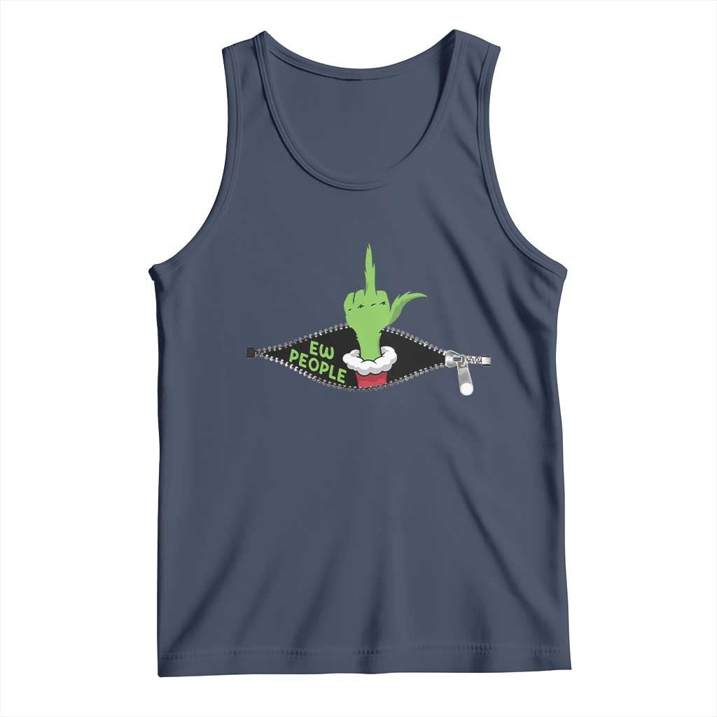 Funny Elf Hand Christmas Tank Top Ew People Anti Socaial Xmas TS14 Navy Print Your Wear