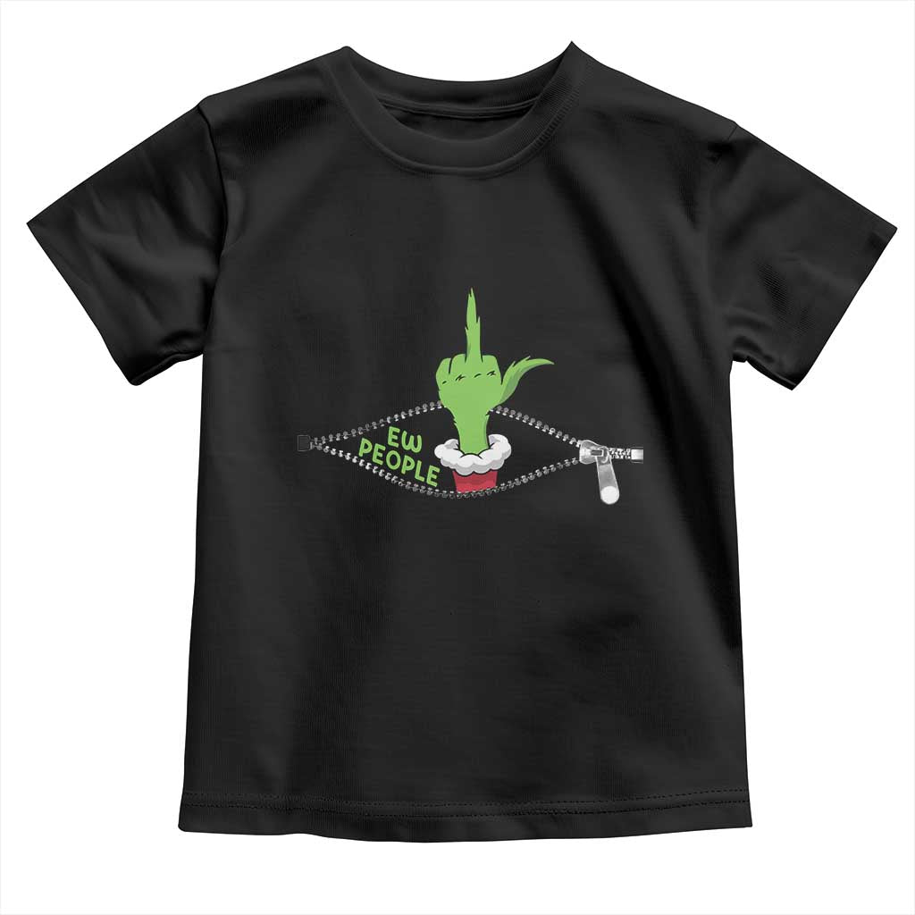 Funny Elf Hand Christmas Toddler T Shirt Ew People Anti Socaial Xmas TS14 Black Print Your Wear