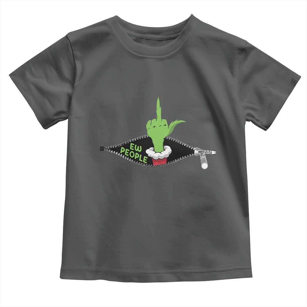 Funny Elf Hand Christmas Toddler T Shirt Ew People Anti Socaial Xmas TS14 Dark Heather Print Your Wear