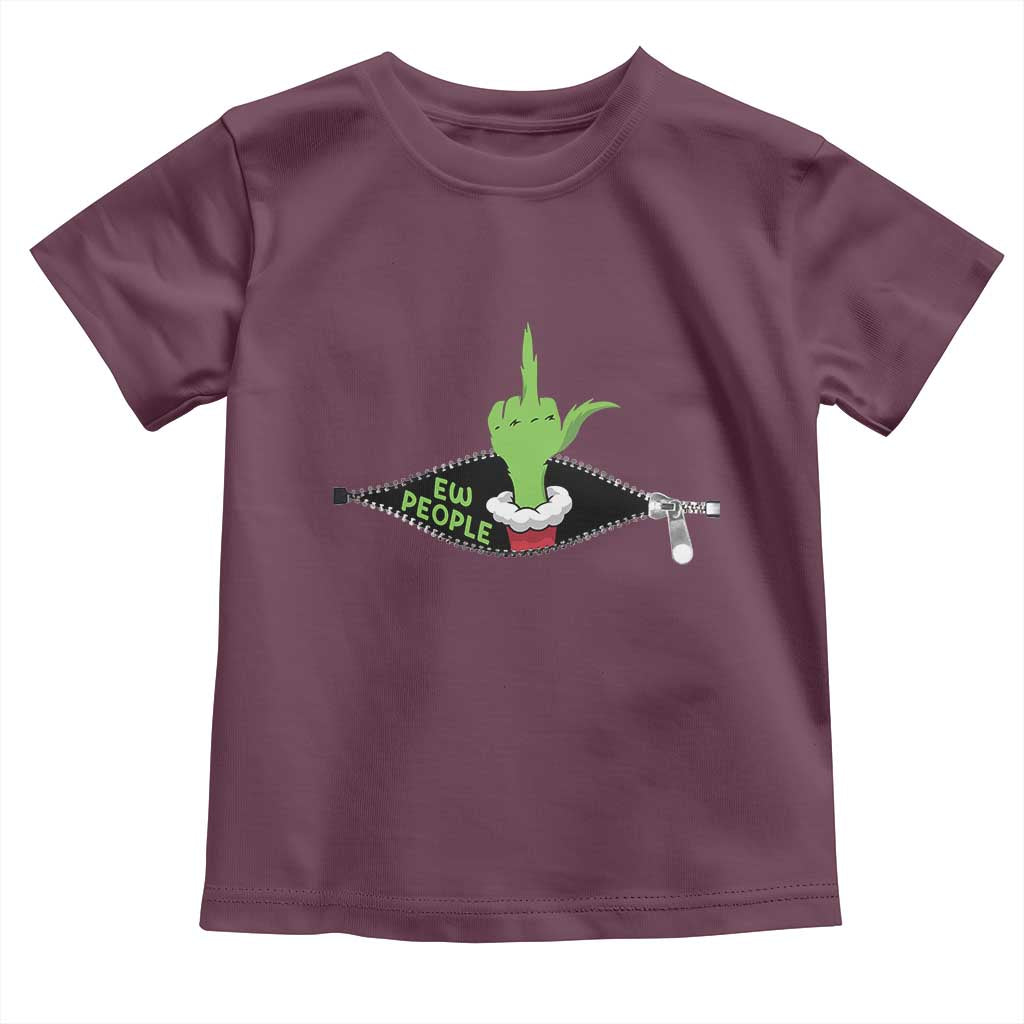 Funny Elf Hand Christmas Toddler T Shirt Ew People Anti Socaial Xmas TS14 Maroon Print Your Wear