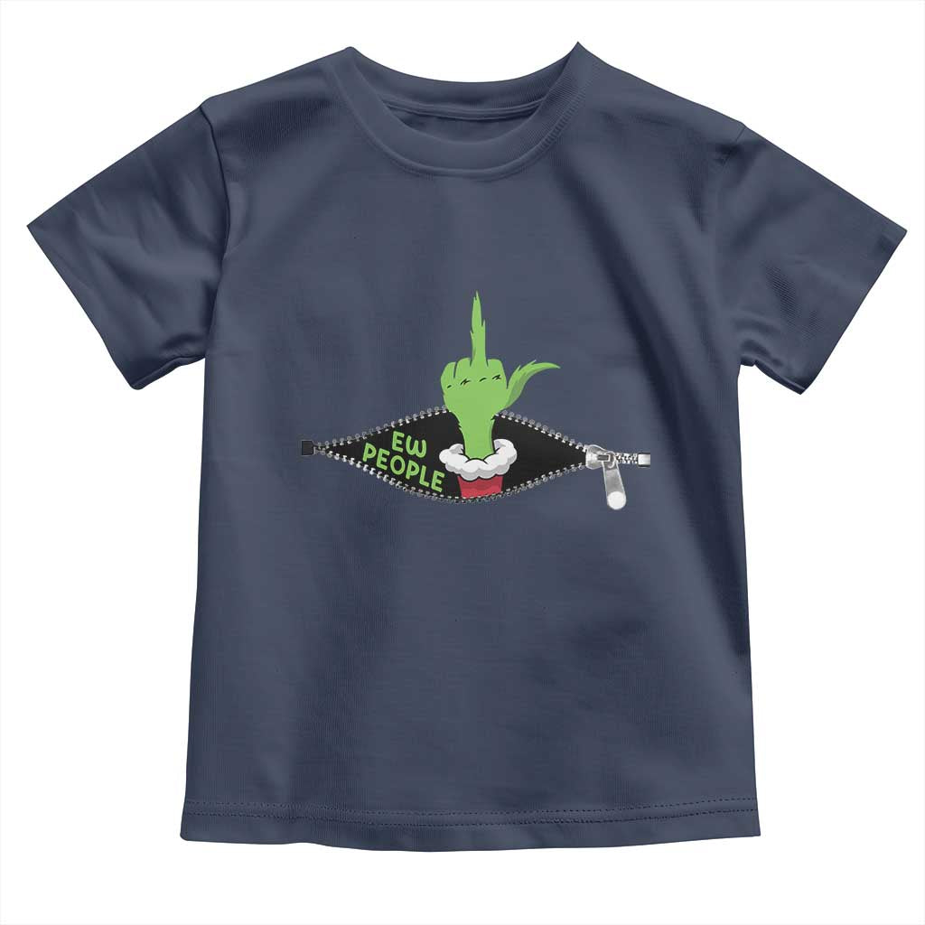 Funny Elf Hand Christmas Toddler T Shirt Ew People Anti Socaial Xmas TS14 Navy Print Your Wear