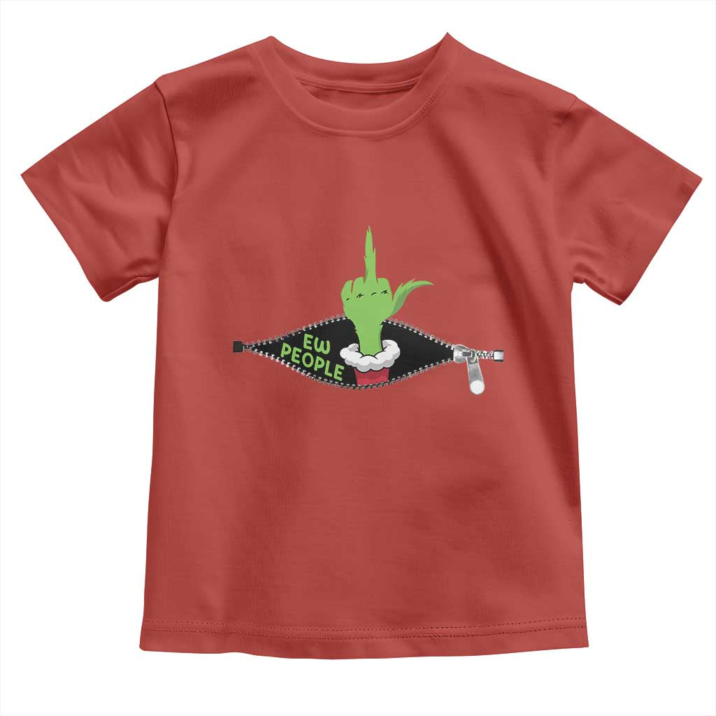 Funny Elf Hand Christmas Toddler T Shirt Ew People Anti Socaial Xmas TS14 Red Print Your Wear