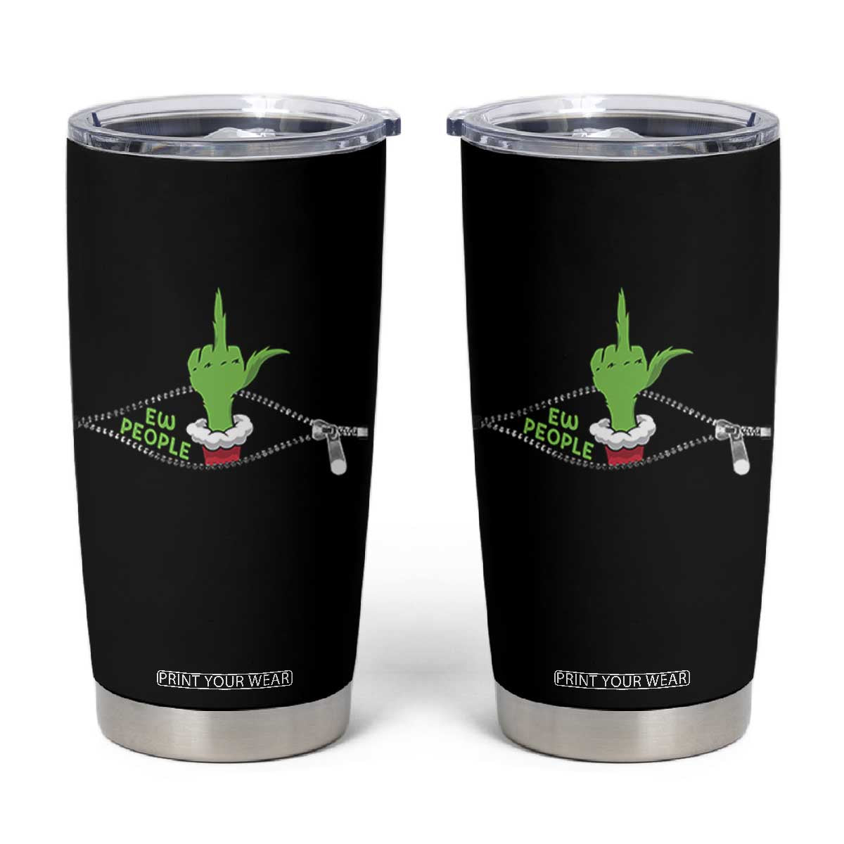 Funny Elf Hand Christmas Tumbler Cup Ew People Anti Socaial Xmas TS14 Black Print Your Wear