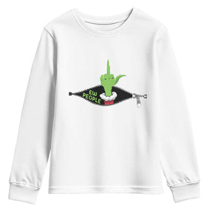 Funny Elf Hand Christmas Youth Sweatshirt Ew People Anti Socaial Xmas TS14 White Print Your Wear