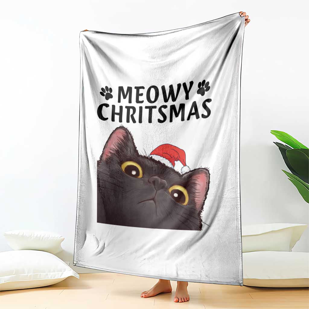 Funny Black Cat Christmas Throw Blanket Cute Kitty Xmas TS14 Print Your Wear