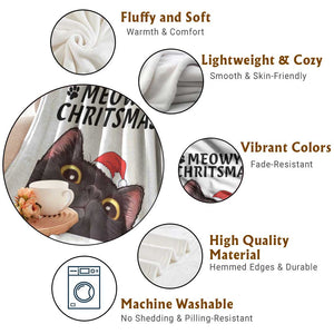 Funny Black Cat Christmas Throw Blanket Cute Kitty Xmas TS14 Print Your Wear