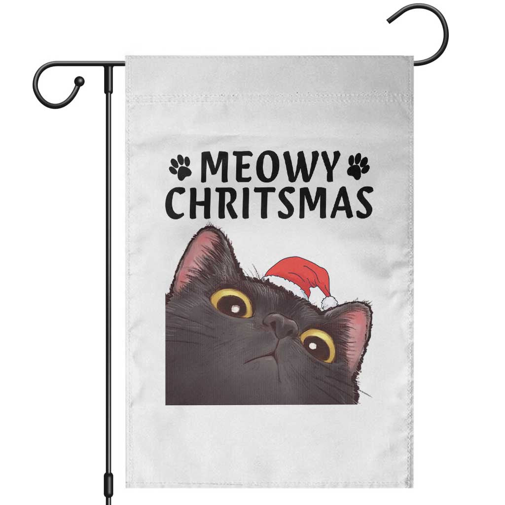 Funny Black Cat Christmas Garden Flag Cute Kitty Xmas TS14 White Print Your Wear