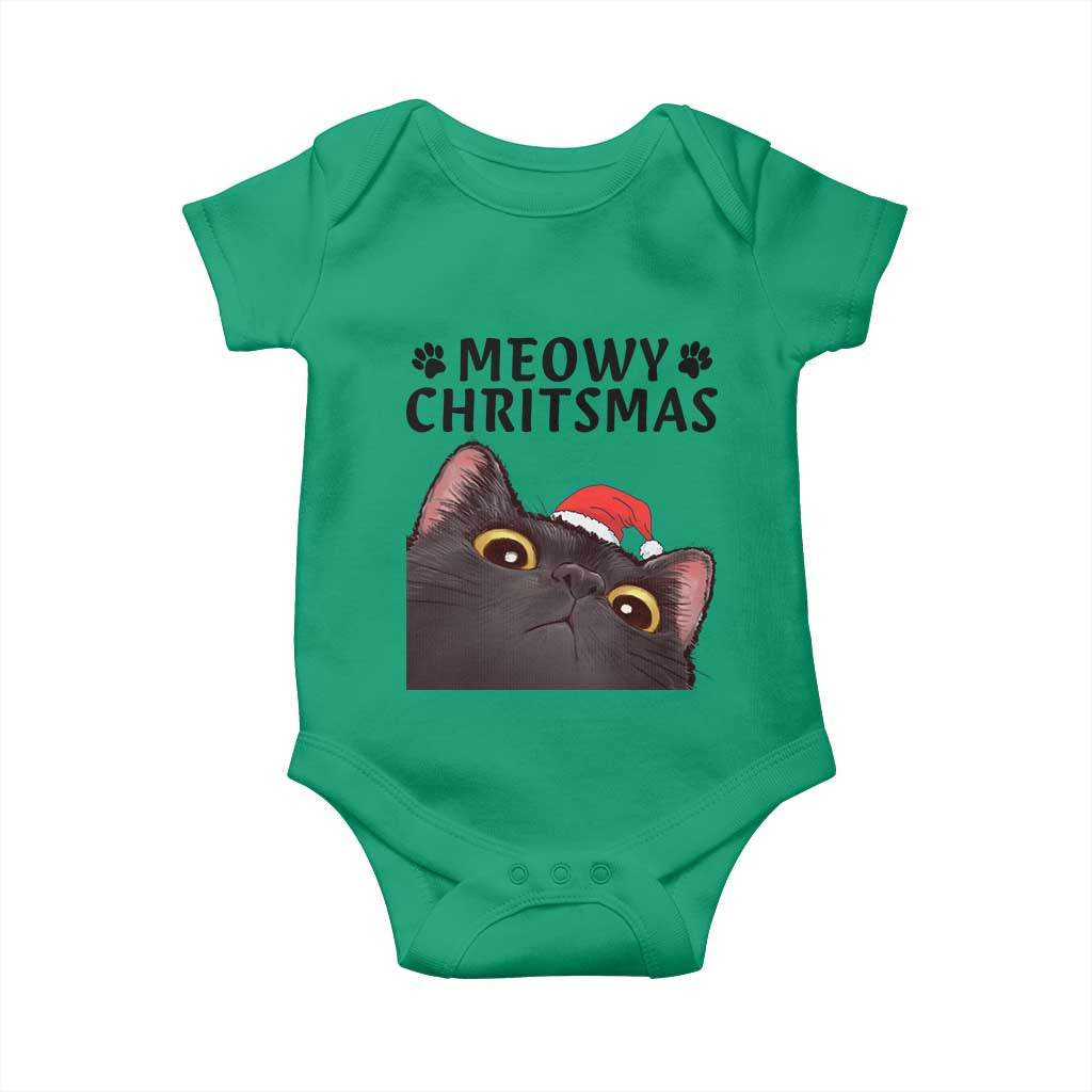 Funny Black Cat Christmas Baby Onesie Cute Kitty Xmas TS14 Irish Green Print Your Wear