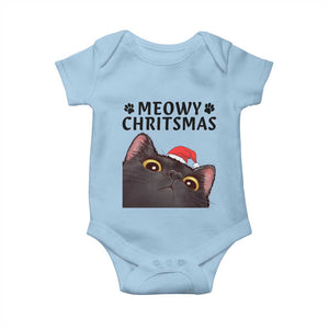 Funny Black Cat Christmas Baby Onesie Cute Kitty Xmas TS14 Light Blue Print Your Wear