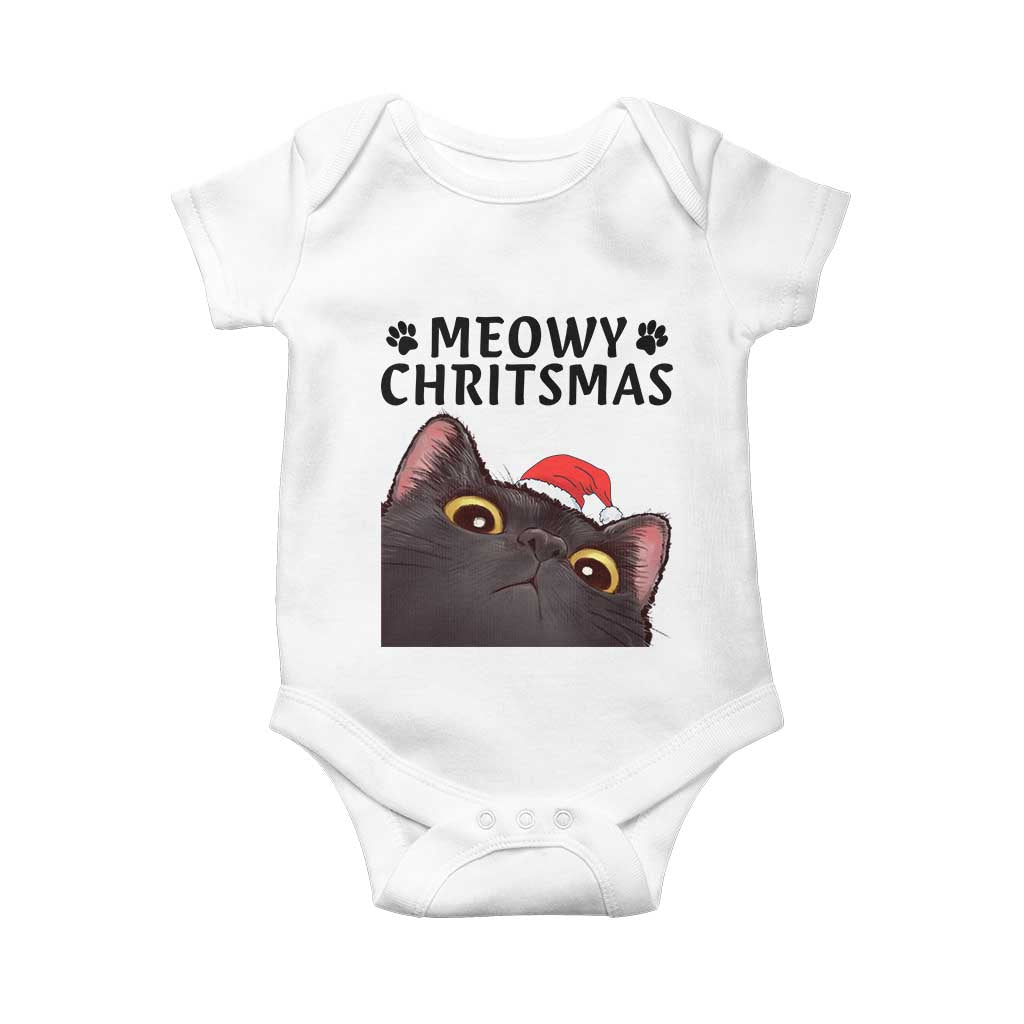 Funny Black Cat Christmas Baby Onesie Cute Kitty Xmas TS14 White Print Your Wear