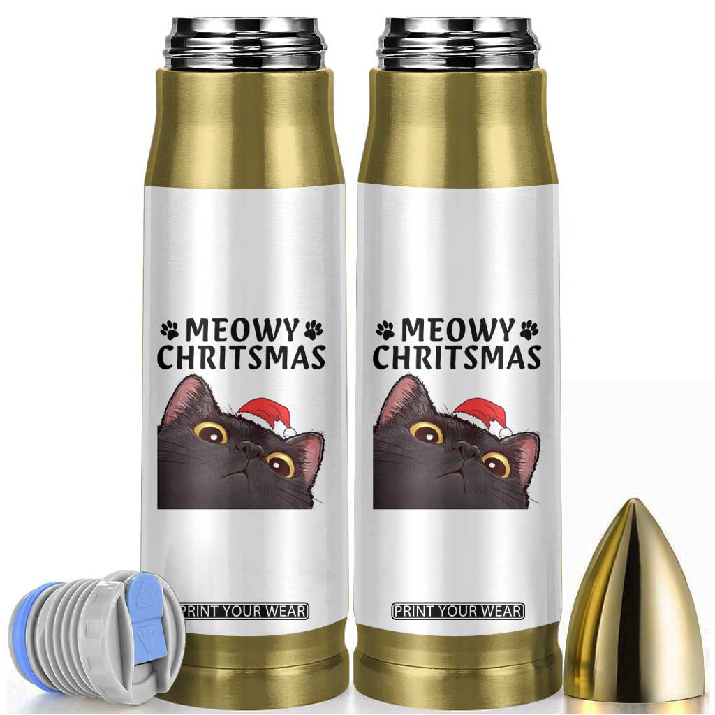 Funny Black Cat Christmas Bullet Tumbler Cute Kitty Xmas TS14 White Print Your Wear