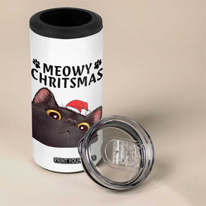 Funny Black Cat Christmas 4 in 1 Can Cooler Tumbler Cute Kitty Xmas TS14 Print Your Wear
