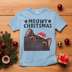 Funny Black Cat Christmas T Shirt Cute Kitty Xmas TS14 Light Blue Print Your Wear