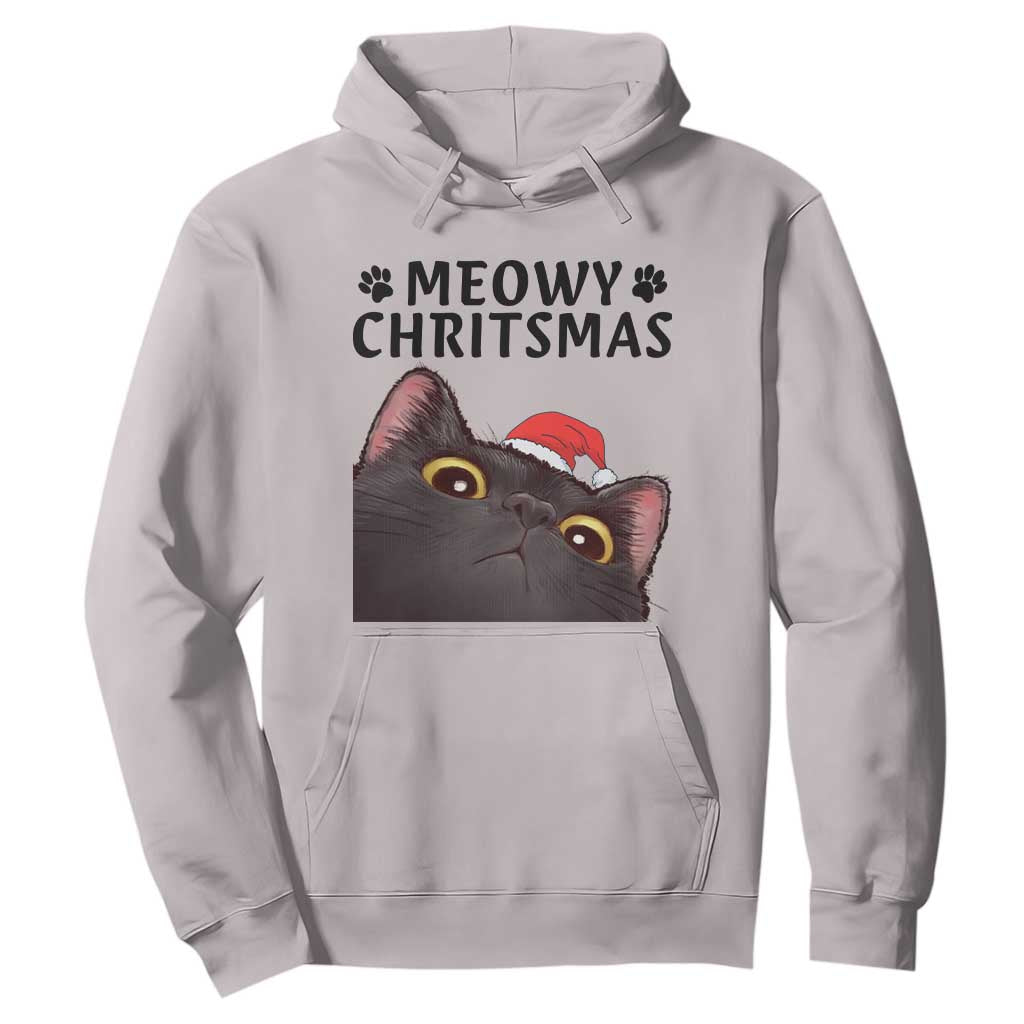 Funny Black Cat Christmas Hoodie Cute Kitty Xmas TS14 Ice Gray Print Your Wear
