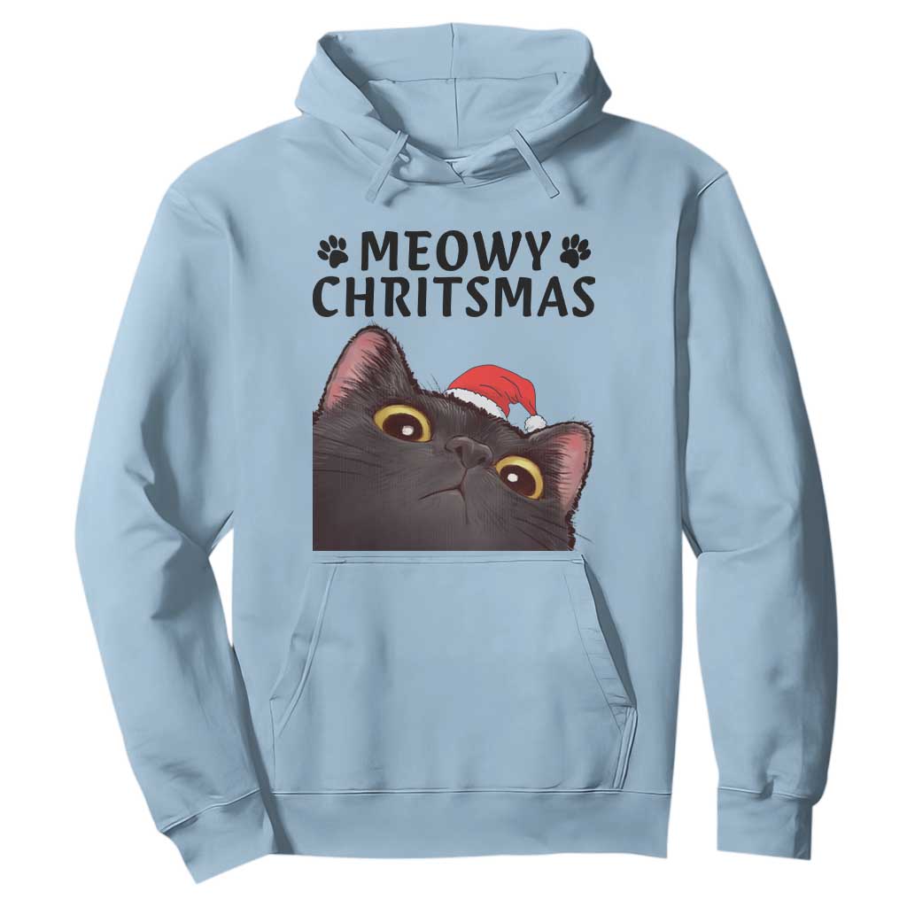 Funny Black Cat Christmas Hoodie Cute Kitty Xmas TS14 Light Blue Print Your Wear