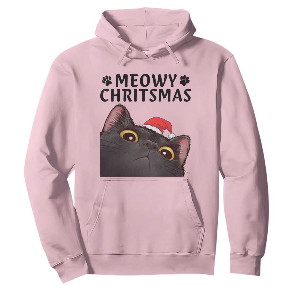 Funny Black Cat Christmas Hoodie Cute Kitty Xmas TS14 Light Pink Print Your Wear