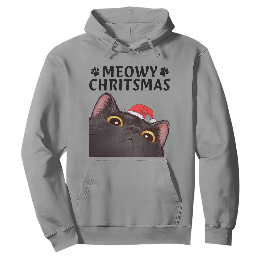 Funny Black Cat Christmas Hoodie Cute Kitty Xmas TS14 Sport Gray Print Your Wear