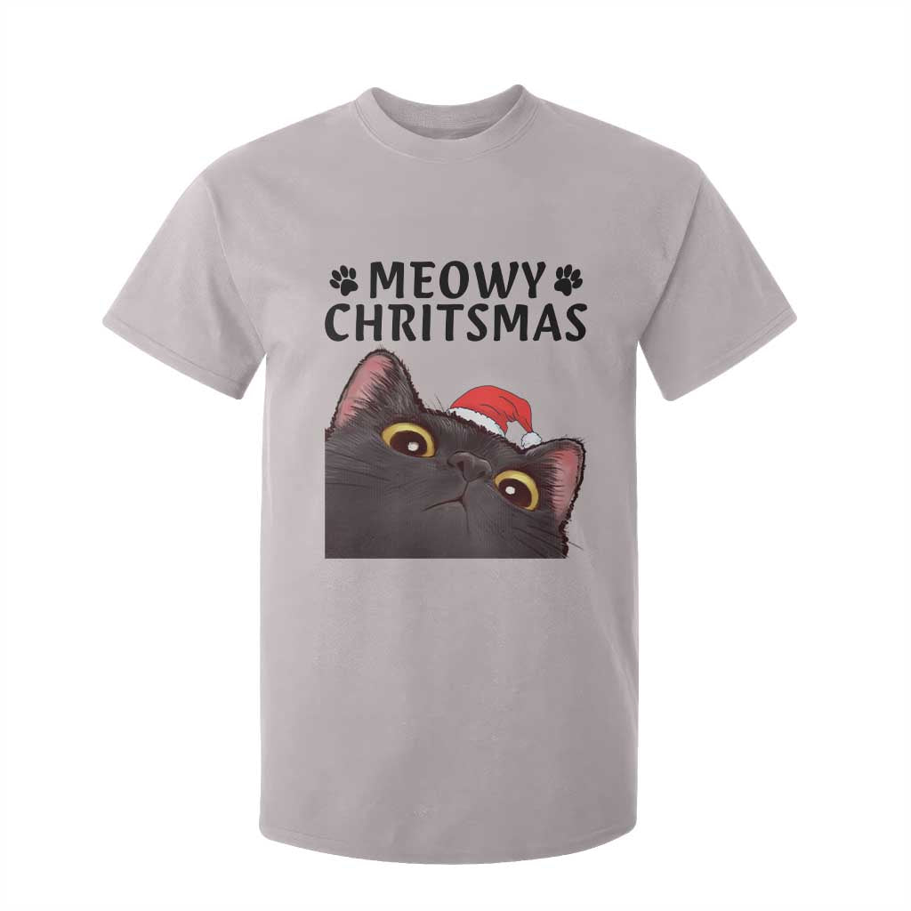 Funny Black Cat Christmas T Shirt For Kid Cute Kitty Xmas TS14 Ice Gray Print Your Wear