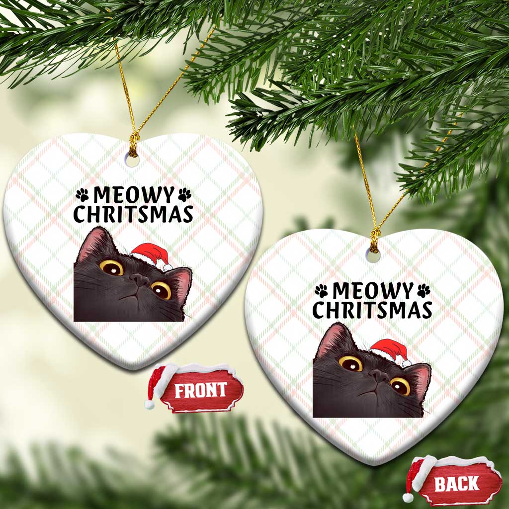 Funny Black Cat Christmas Ceramic Ornament Cute Kitty Xmas TS14 Print Your Wear
