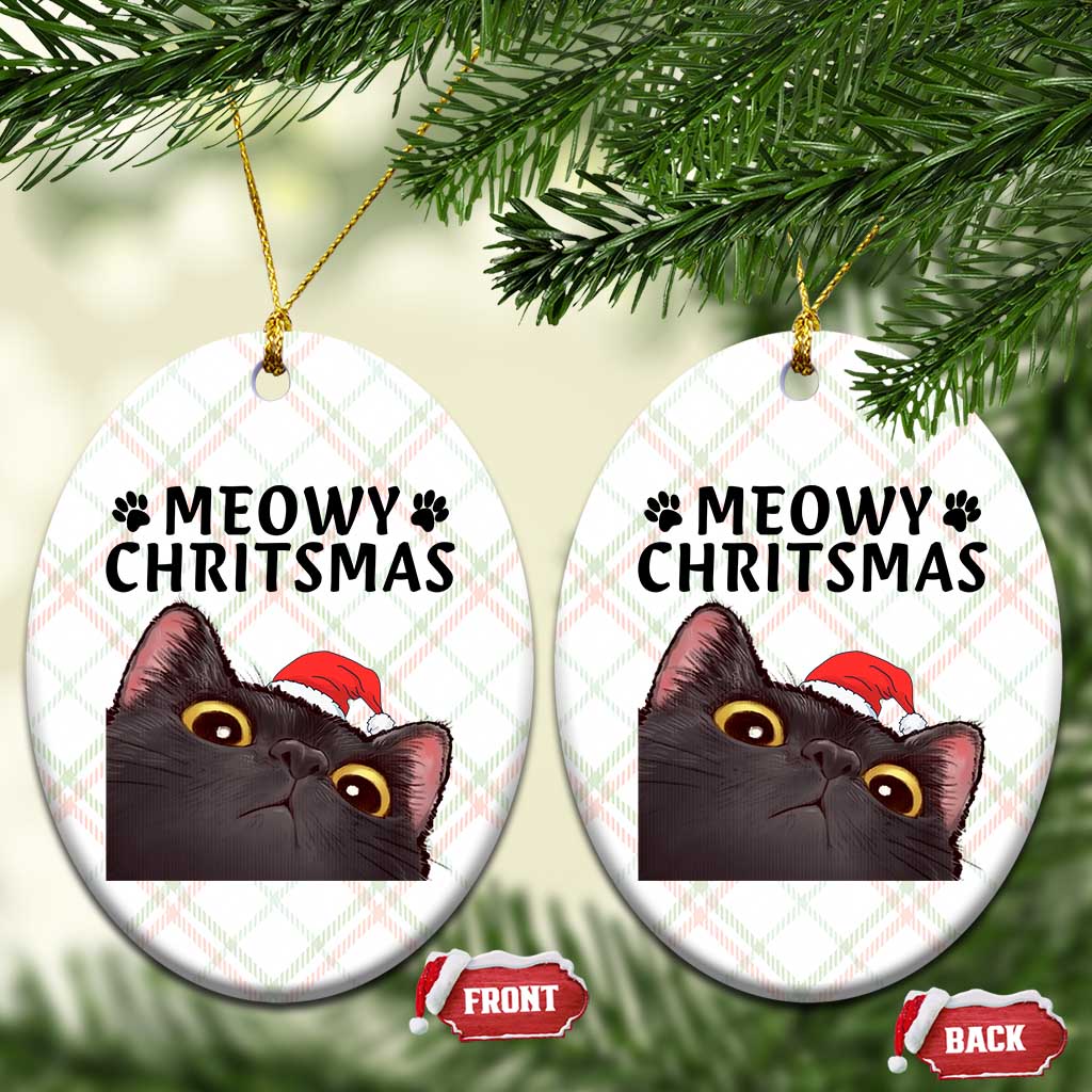 Funny Black Cat Christmas Ceramic Ornament Cute Kitty Xmas TS14 Print Your Wear