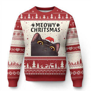 Funny Black Cat Xmas Ugly Christmas Sweater Cute Kitty Xmas TS14 Beige Red Print Your Wear