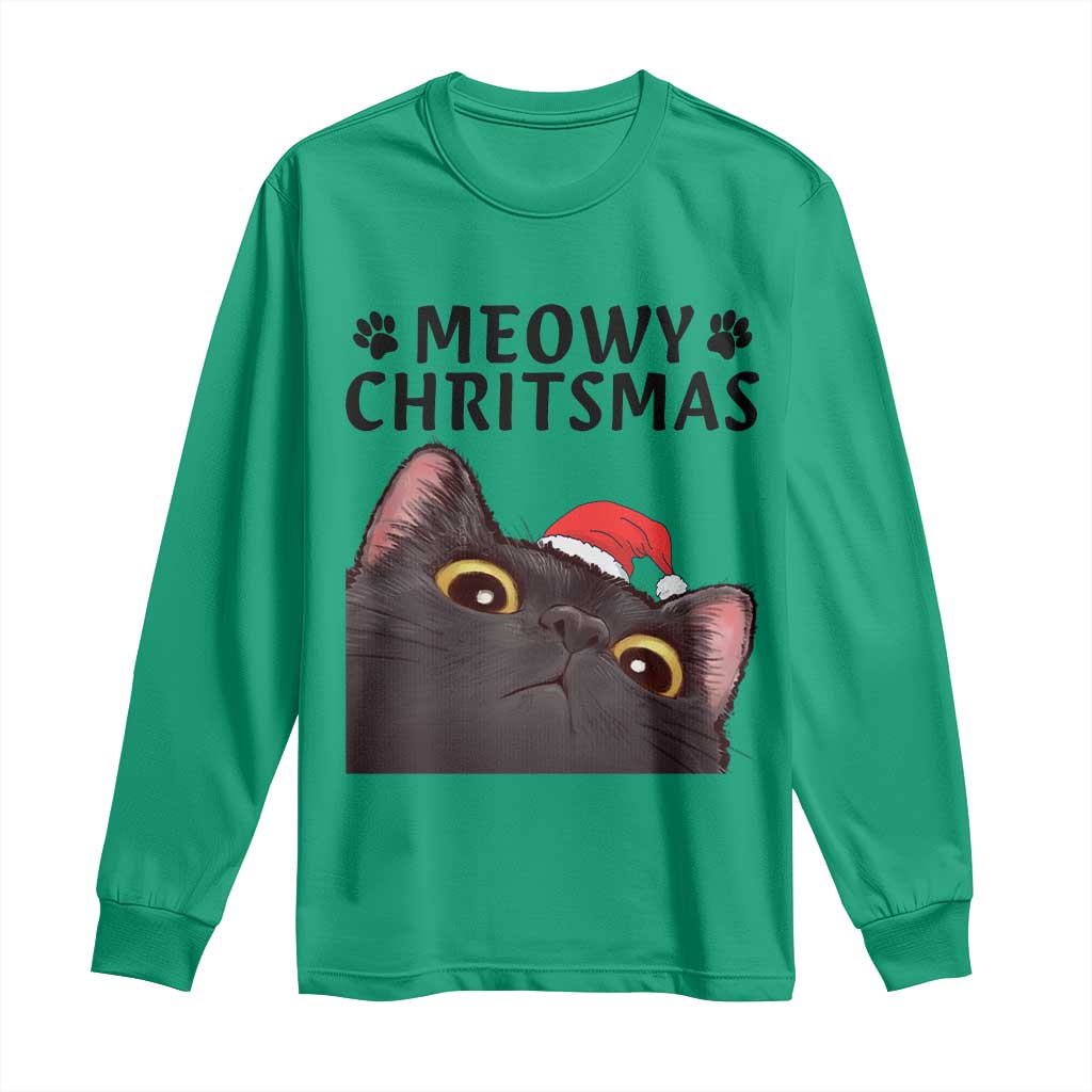 Funny Black Cat Christmas Long Sleeve Shirt Cute Kitty Xmas TS14 Irish Green Print Your Wear