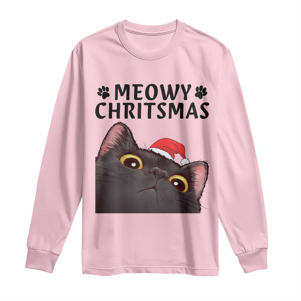 Funny Black Cat Christmas Long Sleeve Shirt Cute Kitty Xmas TS14 Light Pink Print Your Wear