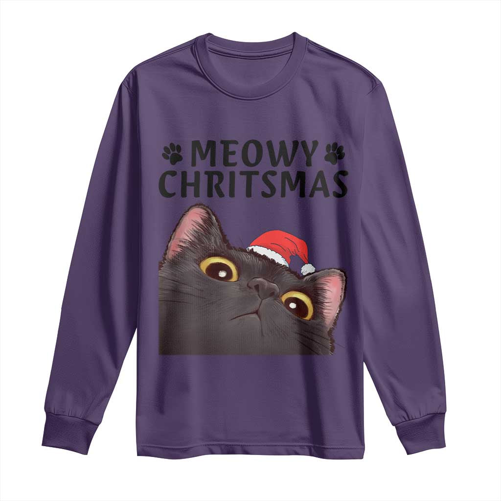 Funny Black Cat Christmas Long Sleeve Shirt Cute Kitty Xmas TS14 Purple Print Your Wear