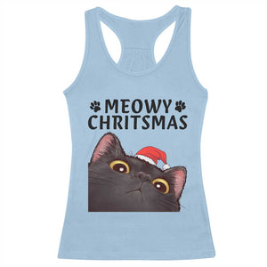Funny Black Cat Christmas Racerback Tank Top Cute Kitty Xmas TS14 Light Blue Print Your Wear