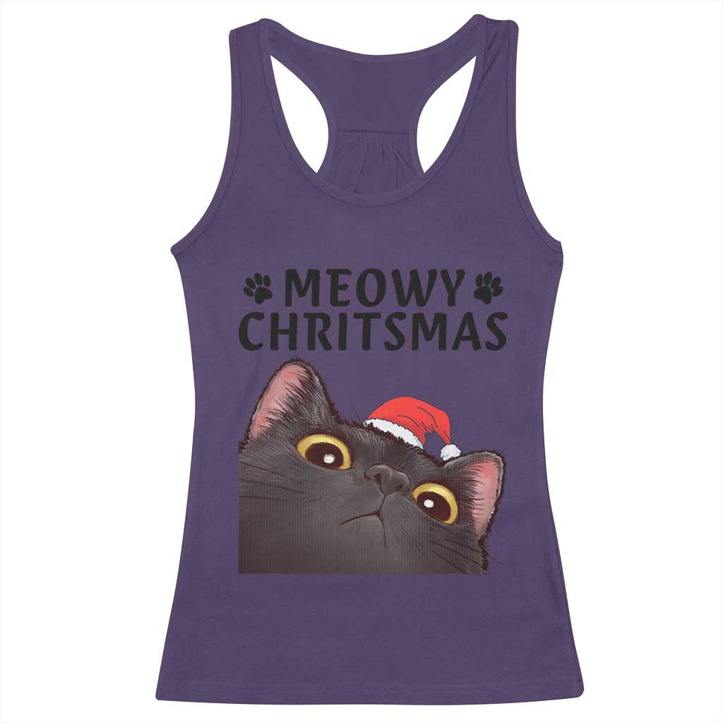 Funny Black Cat Christmas Racerback Tank Top Cute Kitty Xmas TS14 Purple Print Your Wear