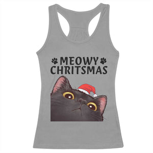 Funny Black Cat Christmas Racerback Tank Top Cute Kitty Xmas TS14 Sport Gray Print Your Wear