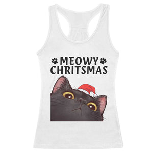 Funny Black Cat Christmas Racerback Tank Top Cute Kitty Xmas TS14 White Print Your Wear