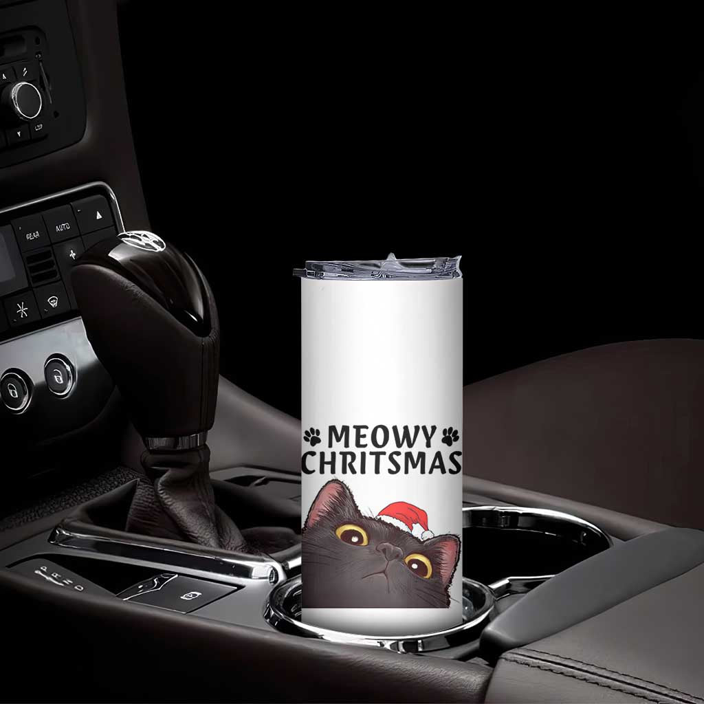Funny Black Cat Christmas Skinny Tumbler Cute Kitty Xmas TS14 Print Your Wear