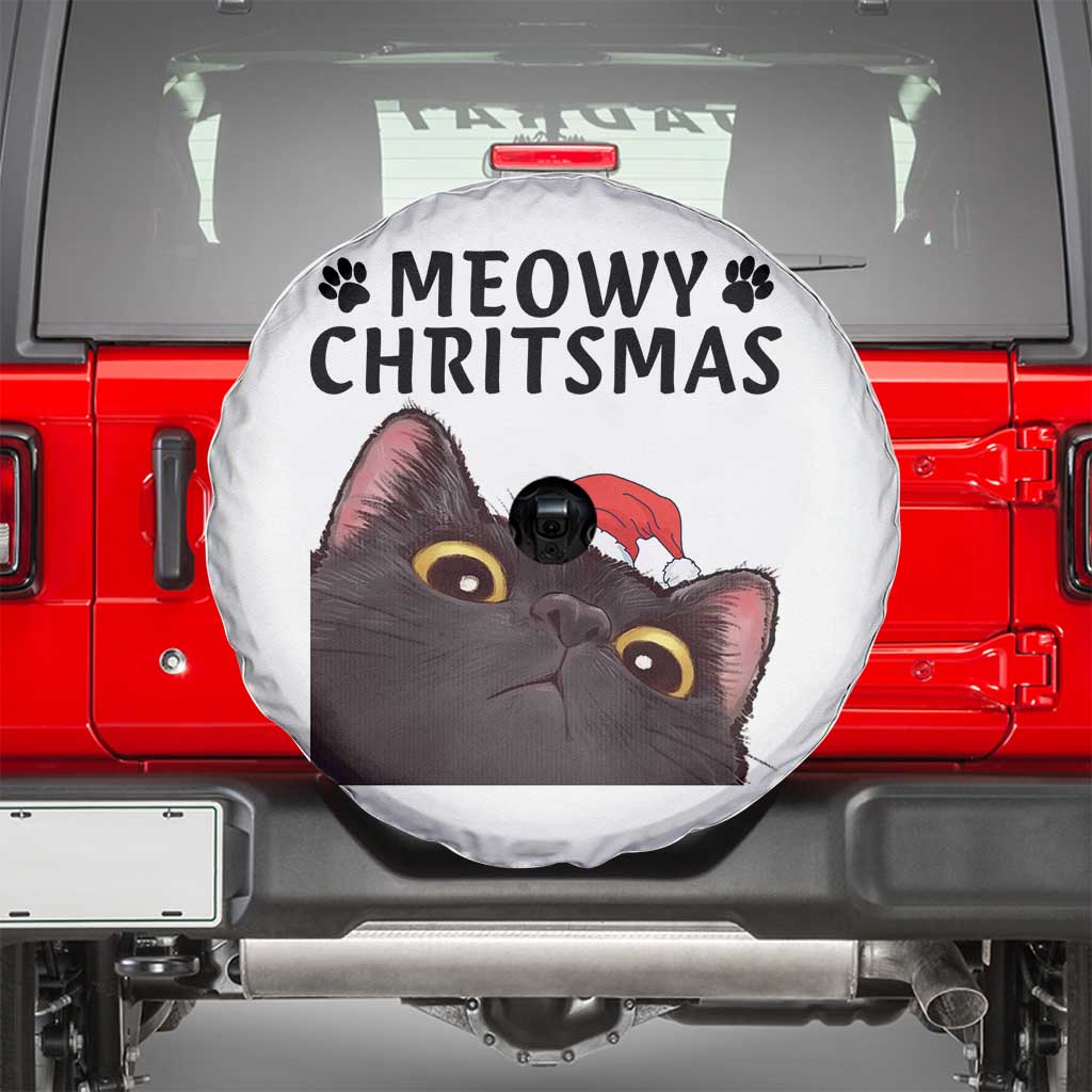 Funny Black Cat Christmas Spare Tire Cover Cute Kitty Xmas TS14 White Print Your Wear