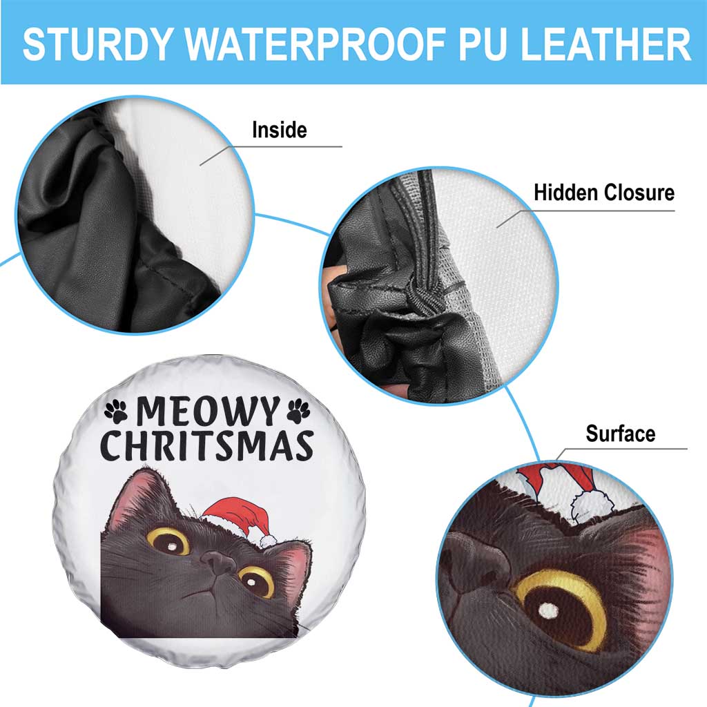 Funny Black Cat Christmas Spare Tire Cover Cute Kitty Xmas - Print Your Wear