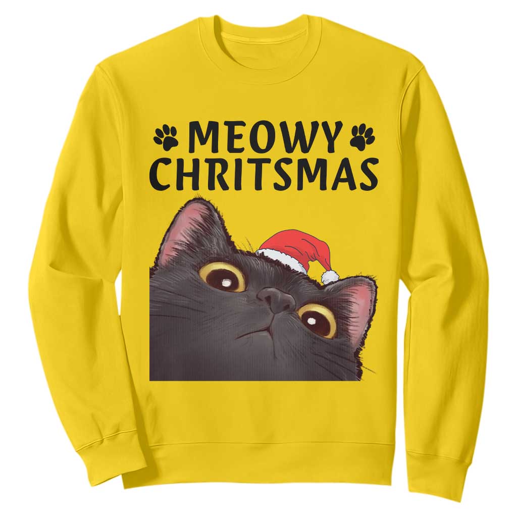 Funny Black Cat Christmas Sweatshirt Cute Kitty Xmas TS14 Daisy Print Your Wear
