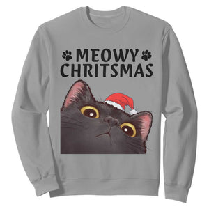 Funny Black Cat Christmas Sweatshirt Cute Kitty Xmas TS14 Sport Gray Print Your Wear