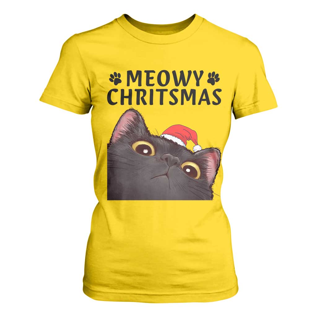 Funny Black Cat Christmas T Shirt For Women Cute Kitty Xmas TS14 Daisy Print Your Wear