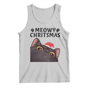 Funny Black Cat Christmas Tank Top Cute Kitty Xmas TS14 Ash Print Your Wear