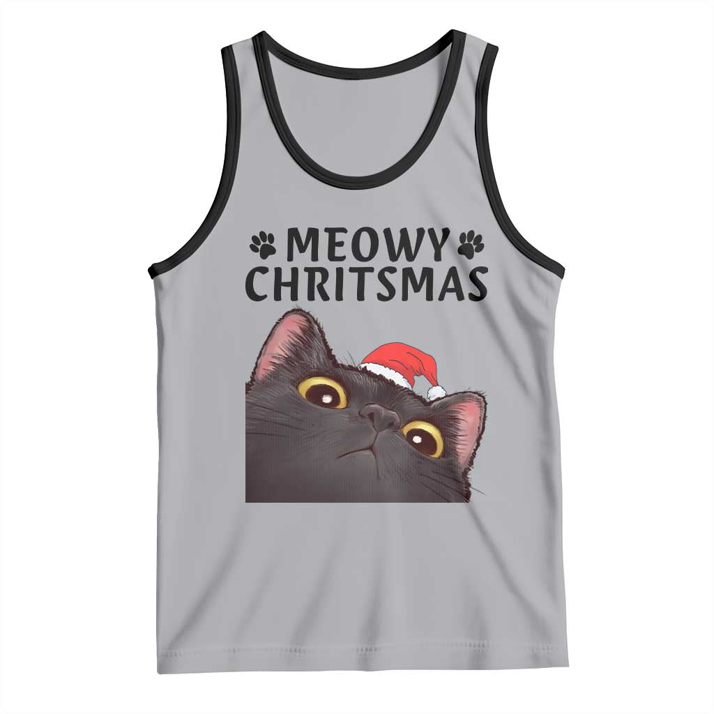 Funny Black Cat Christmas Tank Top Cute Kitty Xmas TS14 Athletic Heather Black Print Your Wear