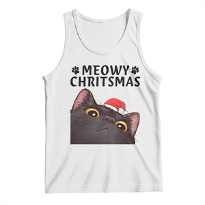 Funny Black Cat Christmas Tank Top Cute Kitty Xmas TS14 White Print Your Wear