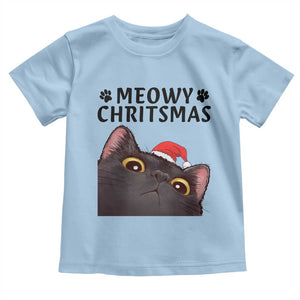 Funny Black Cat Christmas Toddler T Shirt Cute Kitty Xmas TS14 Light Blue Print Your Wear