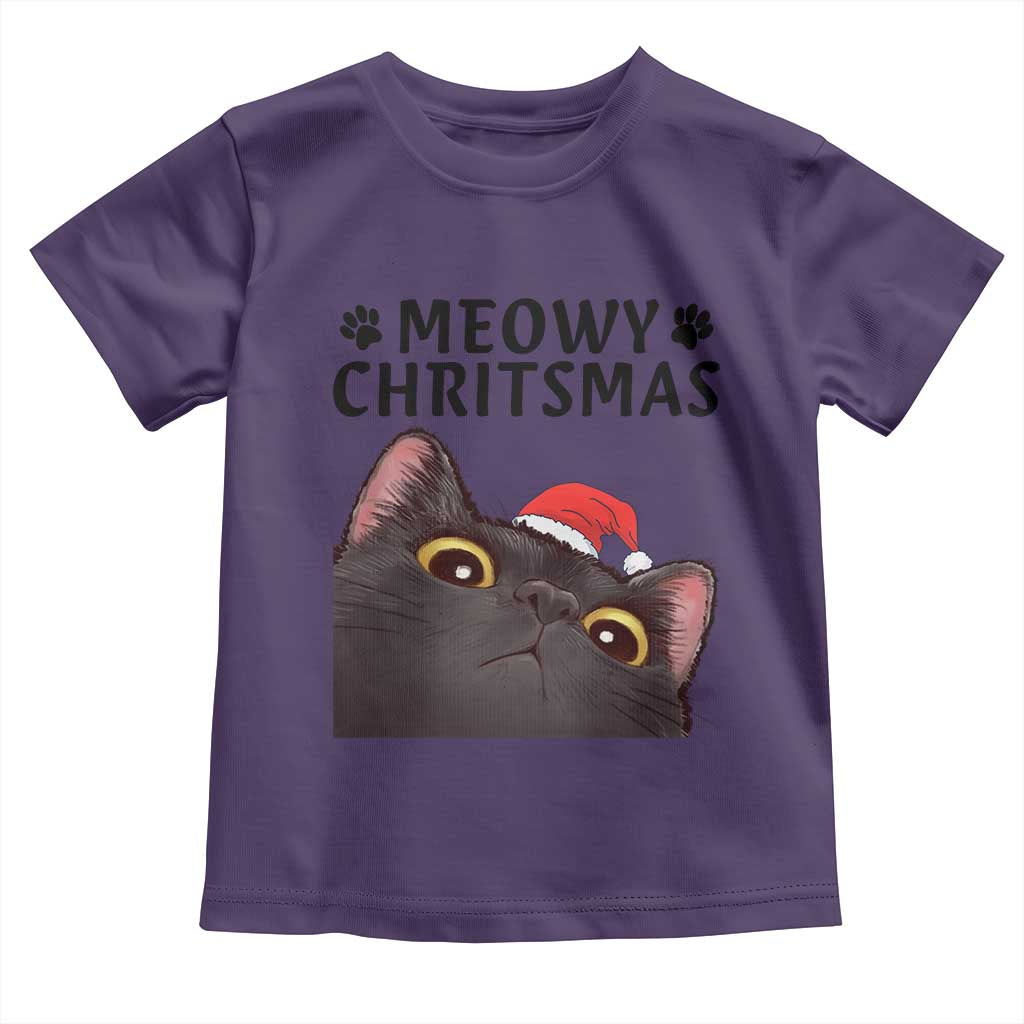 Funny Black Cat Christmas Toddler T Shirt Cute Kitty Xmas TS14 Purple Print Your Wear
