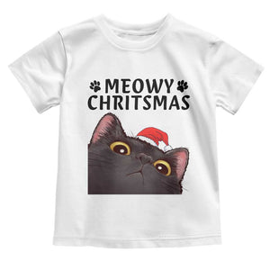Funny Black Cat Christmas Toddler T Shirt Cute Kitty Xmas TS14 White Print Your Wear